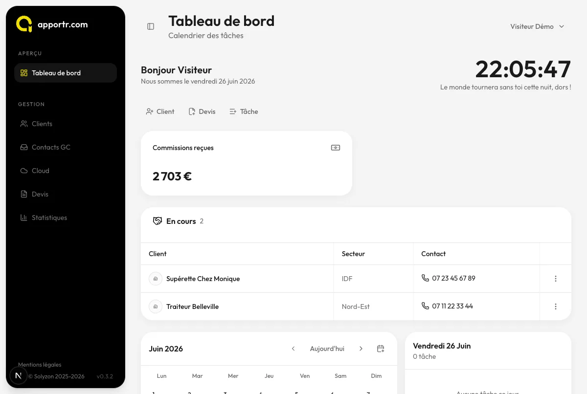 Capture d'écran du projet Apportr