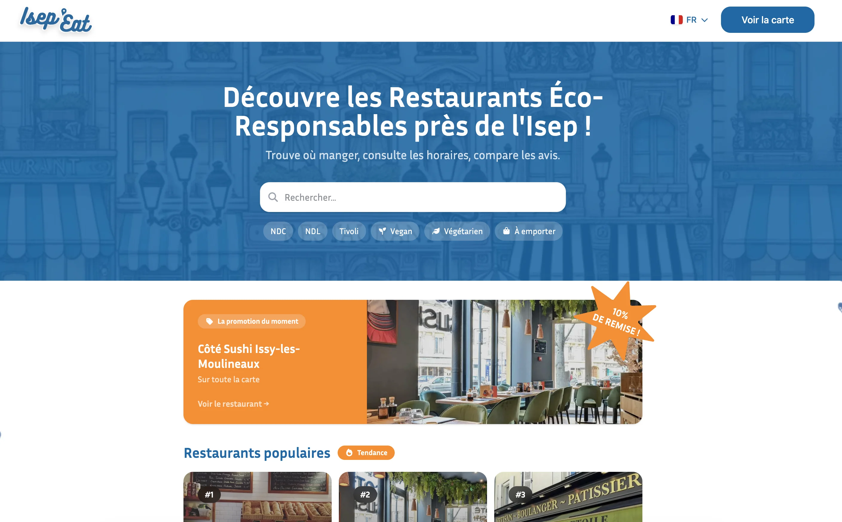 Capture d'écran du projet Isep'Eat
